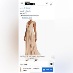 Nude, size small, sleeveless, maxi dress, v neck, NWT
